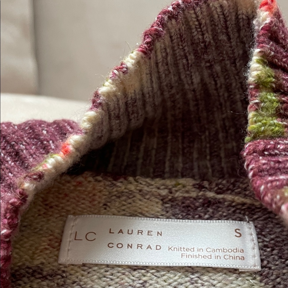LC Lauren Conrad Women's Burgundy Turtleneck Sweater